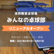 リニューアルオープンした『みんなの卓球部(洛西樫原卓球場)』に行ってきました！